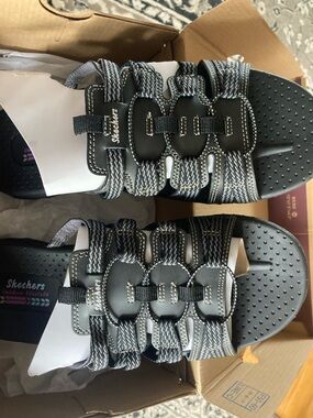 Skechers Reggae Women's Black Jammin Slip-On Sandals- NWT Sz 10